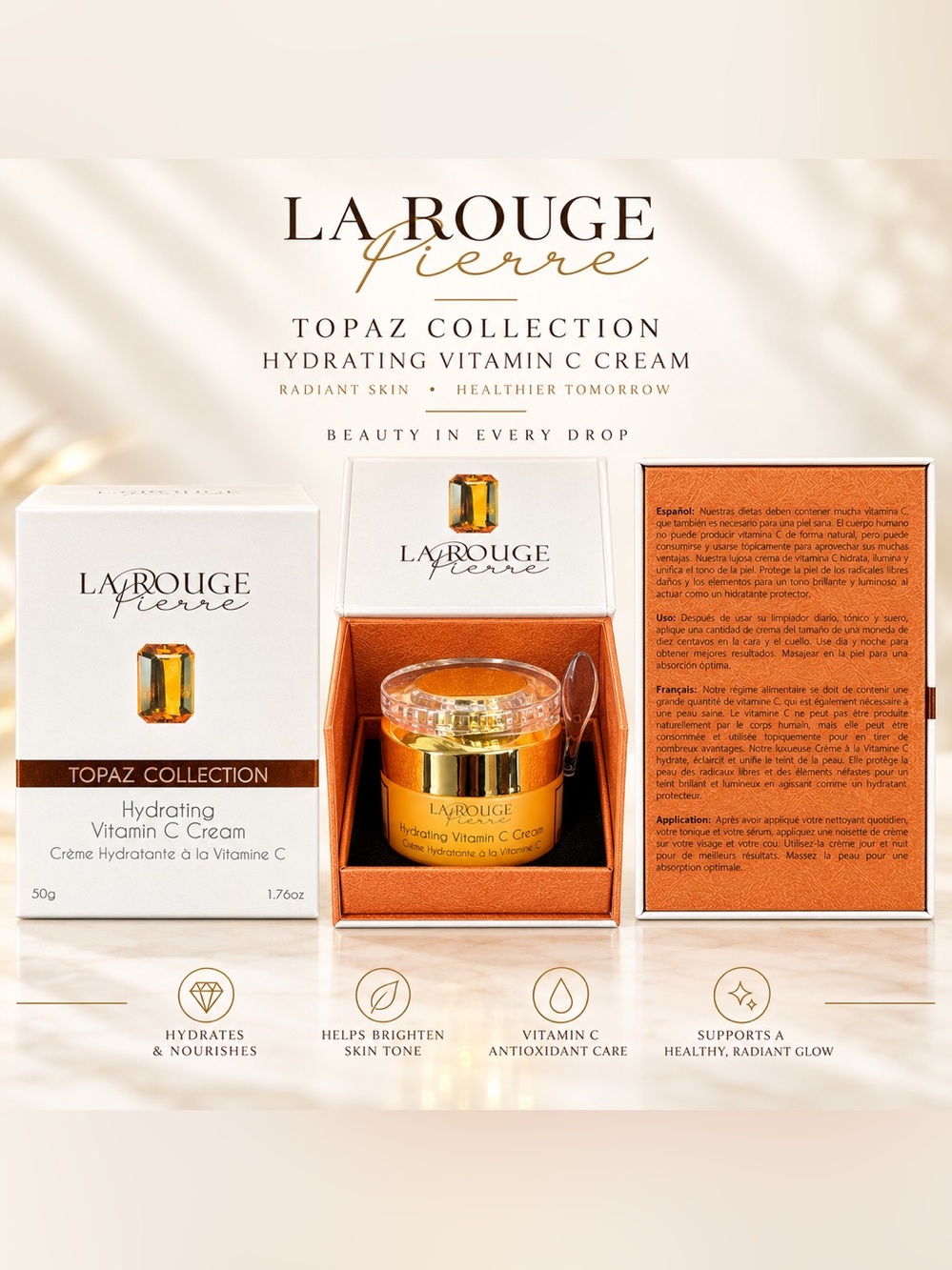 La Rouge Pierre Topaz
Hydrating Vitamin C Cream - 50g NIB